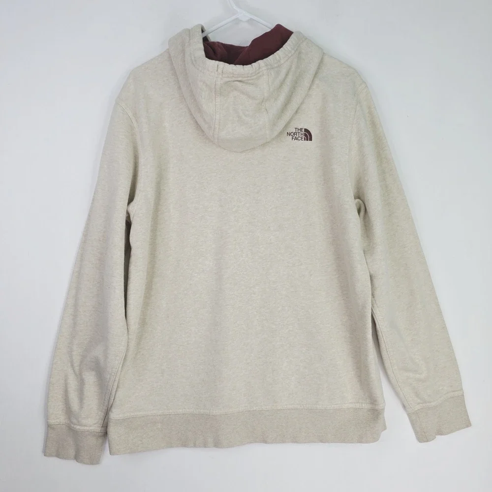 The‎ North Face Mens L Beige Graphic Hoodie Pullover Hooded Sweatshirt TNF Logo